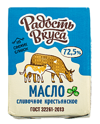 Масло сладкосливочное несоленое Крестьянское 72,5% TM Радость вкуса 180гр/24шт